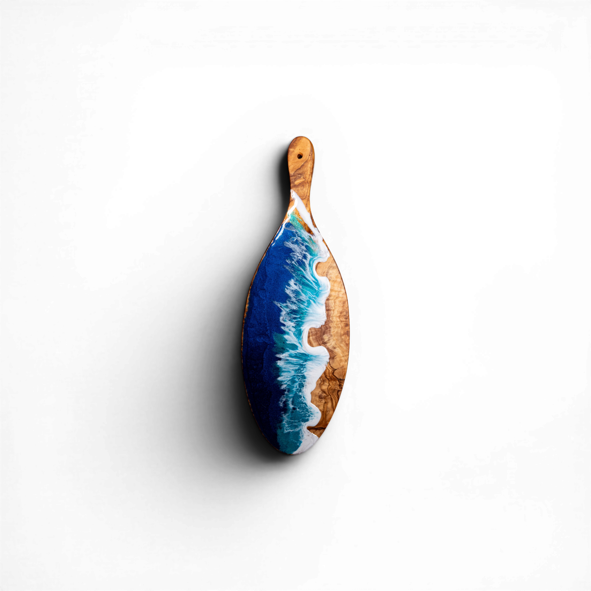 Handcrafted Ocean Wave Olive Wood Charcuterie Board - Serving Platter