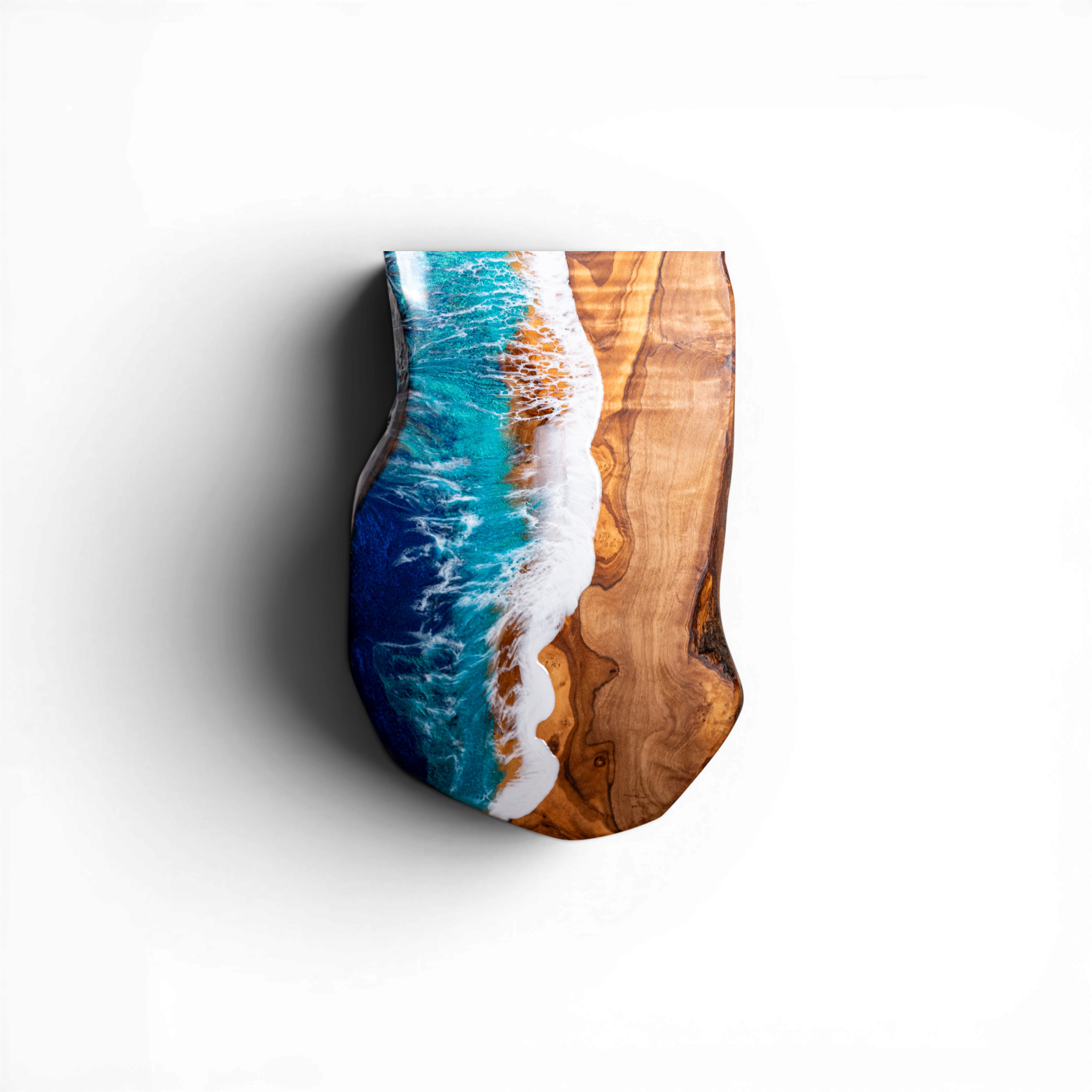 Handcrafted Ocean Wave Olive Wood Charcuterie Board - Serving Platter