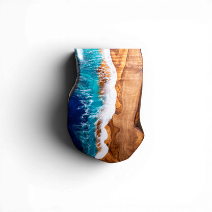 Handcrafted Ocean Wave Olive Wood Charcuterie Board - Serving Platter