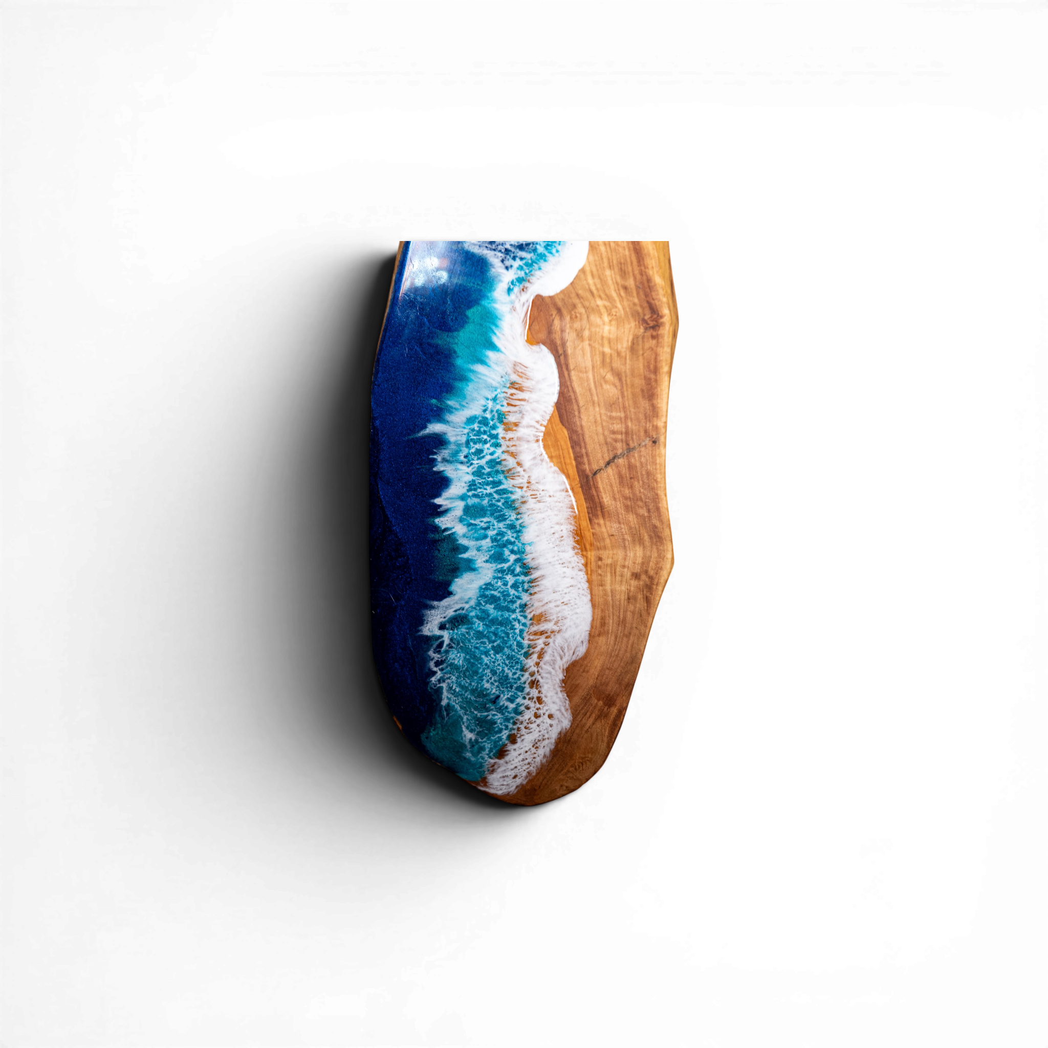 Handcrafted Ocean Wave Olive Wood Charcuterie Board - Serving Platter