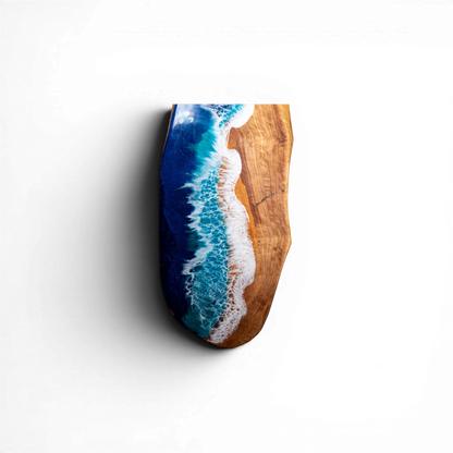 Handcrafted Ocean Wave Olive Wood Charcuterie Board - Serving Platter