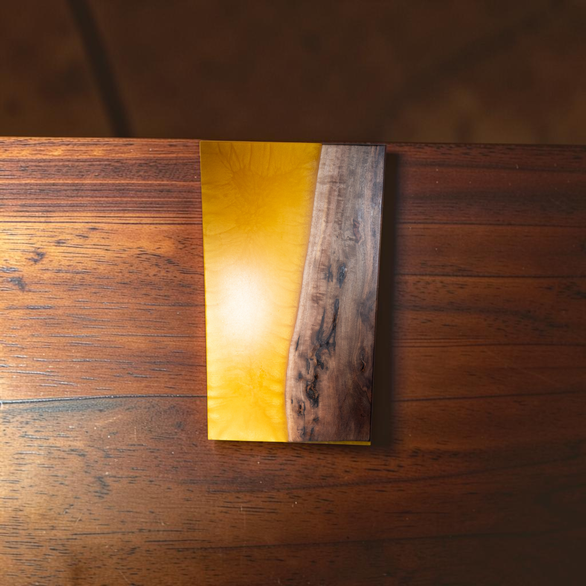 Black Walnut Wood with Yellow Epoxy Charcuterie Board - Serving Platter