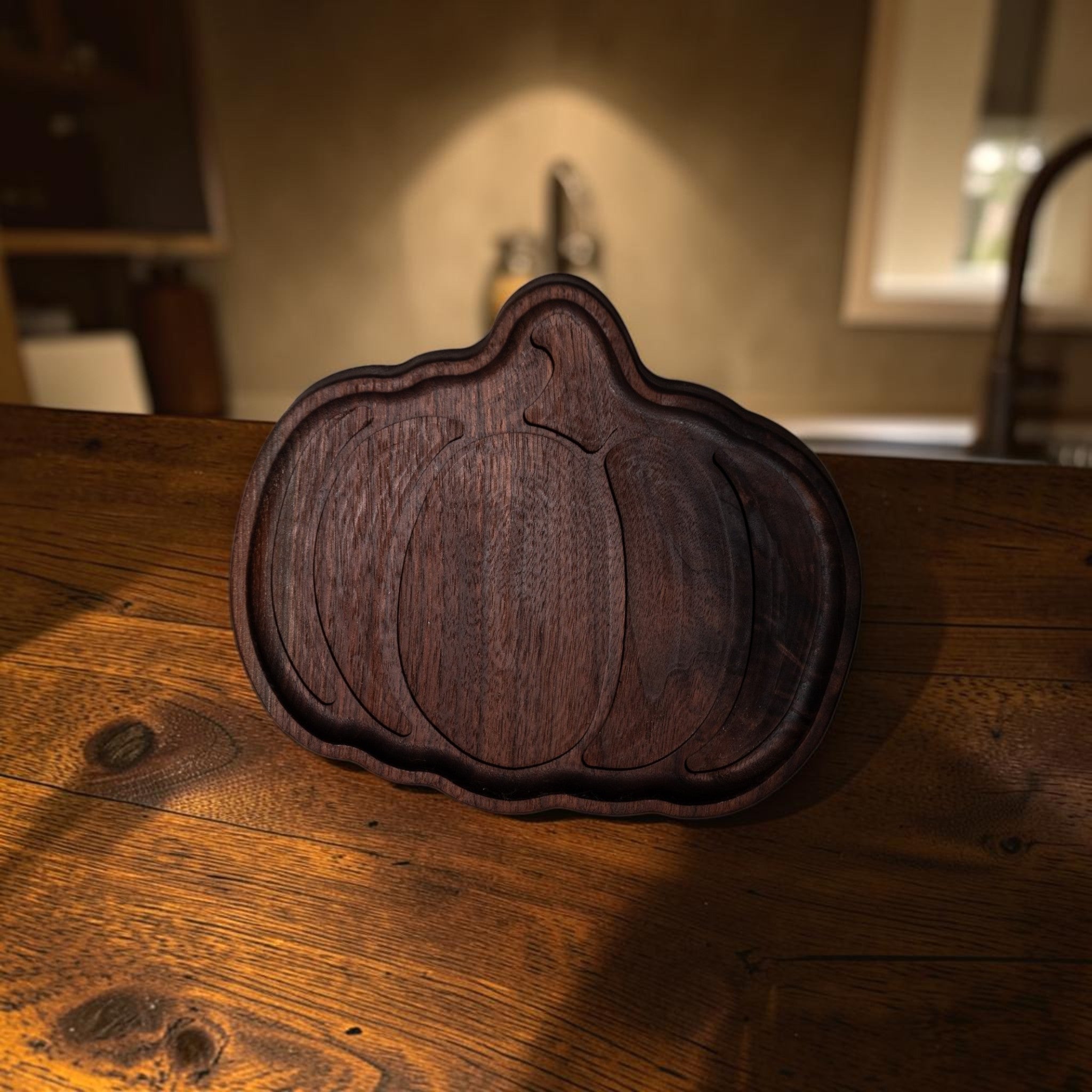 Walnut Pumpkin Wooden Valet Tray