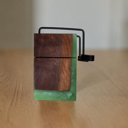 Walnut Wood Jade Epoxy Cheese Slicer Board