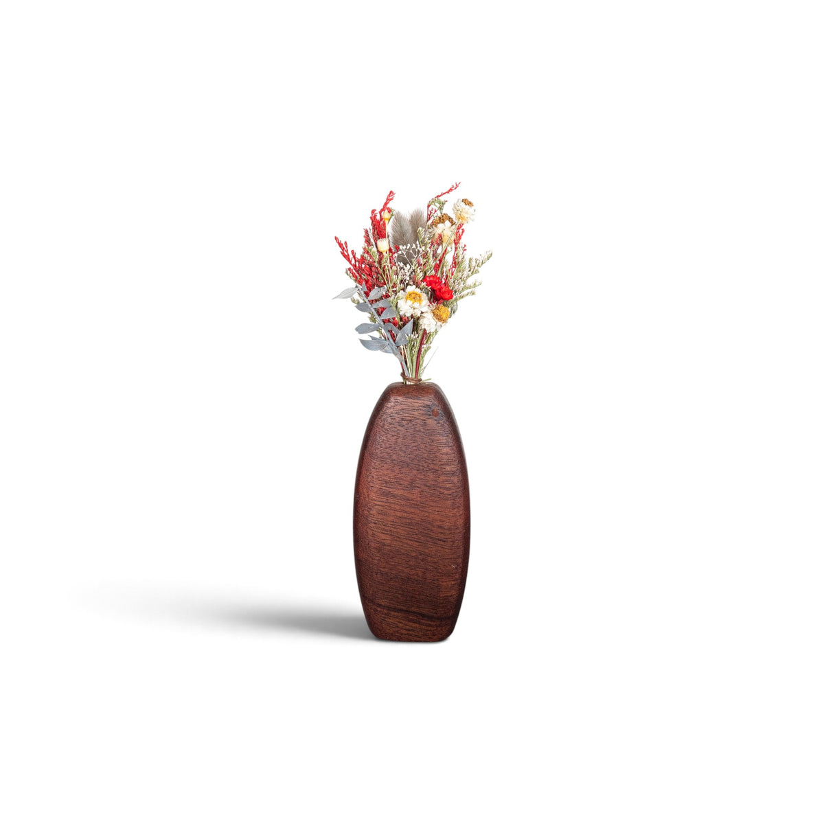 Handmade Wooden Vase and Dry Flowers