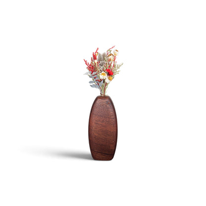 Handmade Wooden Vase and Dry Flowers