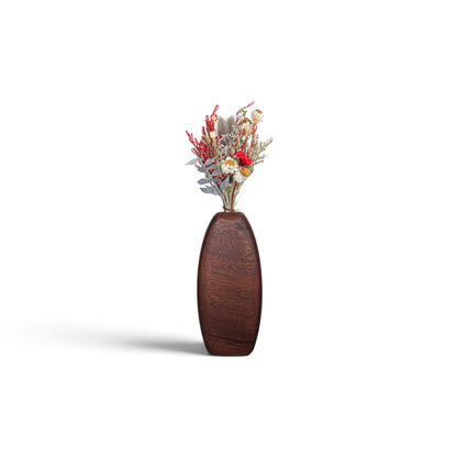 Handmade Wooden Vase and Dry Flowers