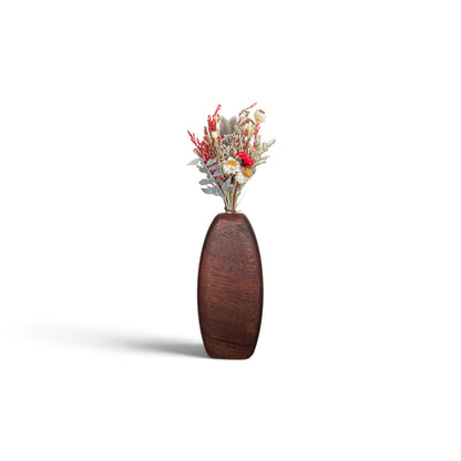 Handmade Wooden Vase and Dry Flowers