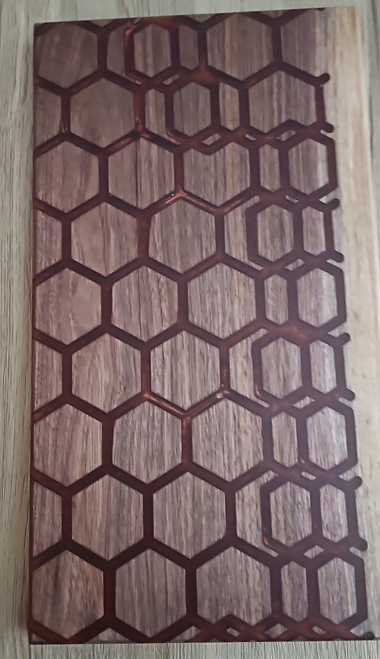 GEO Shape Copper Epoxy Walnut Charcuterie Boards/Serving Board