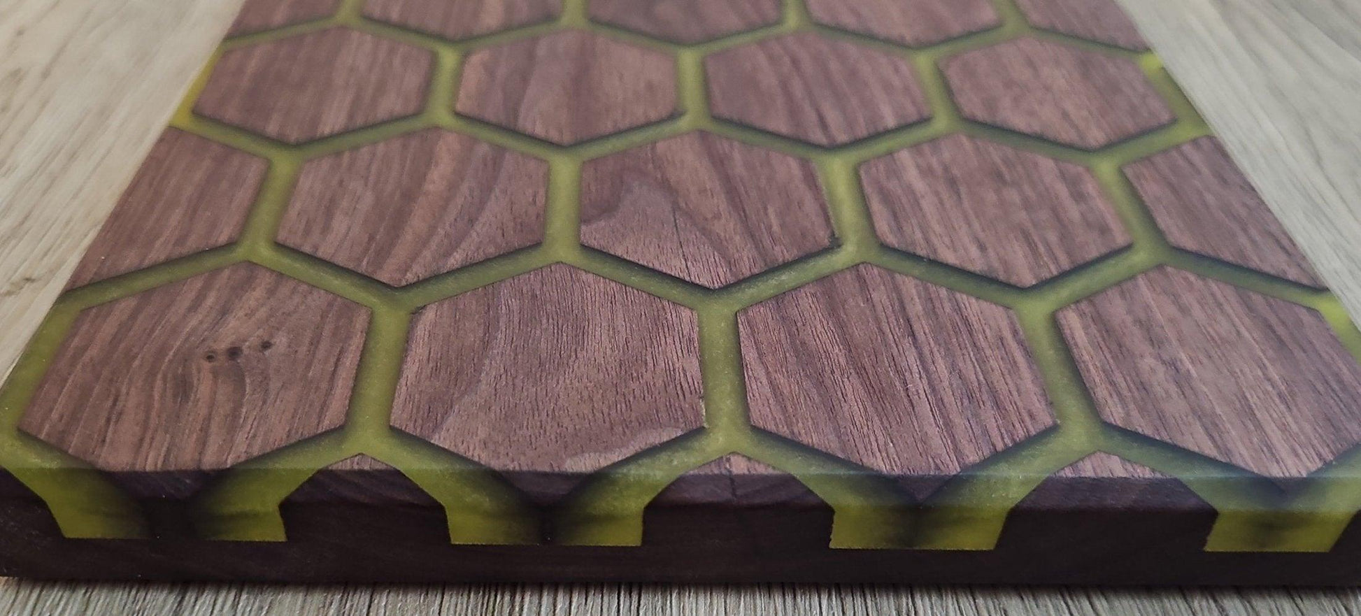 GEO Shape Yellow Epoxy Walnut Charcuterie Boards/Serving Board