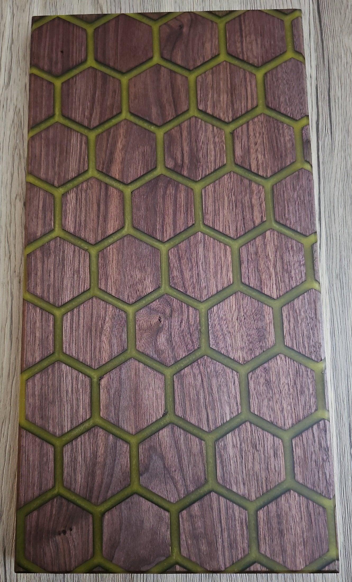 GEO Shape Yellow Epoxy Walnut Charcuterie Boards/Serving Board