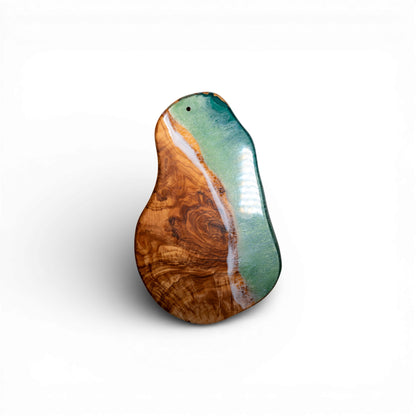 Green Handcrafted Ocean Wave Olive Wood Charcuterie Board - Serving Platter