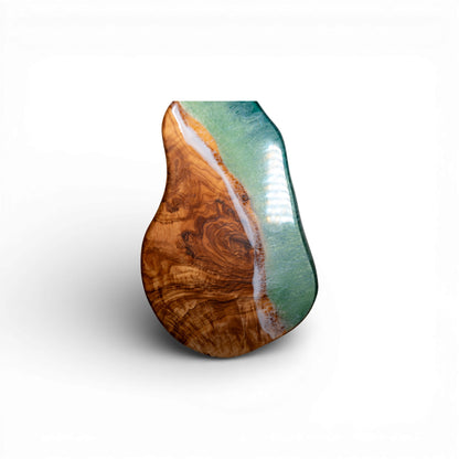 Green Handcrafted Ocean Wave Olive Wood Charcuterie Board - Serving Platter