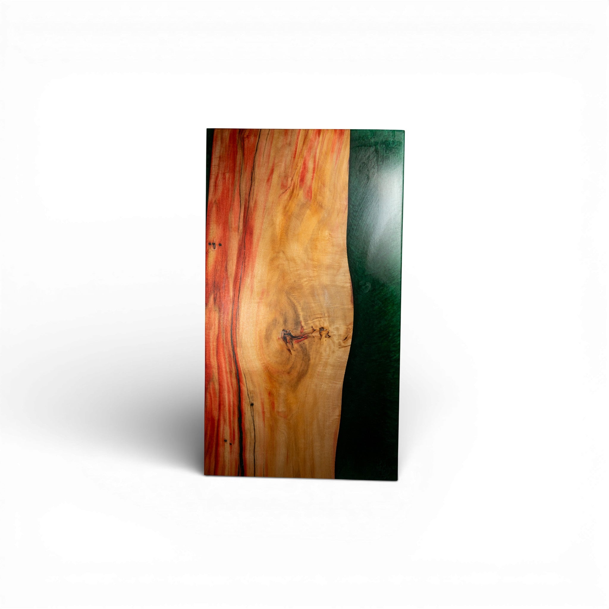 Handcrafted Box Elder Wood with Dark Green Epoxy Charcuterie Board - Serving Platter