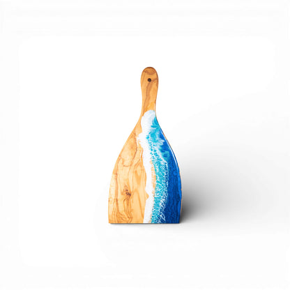 Handcrafted Ocean Wave Olive Wood Charcuterie Board - Serving Platter