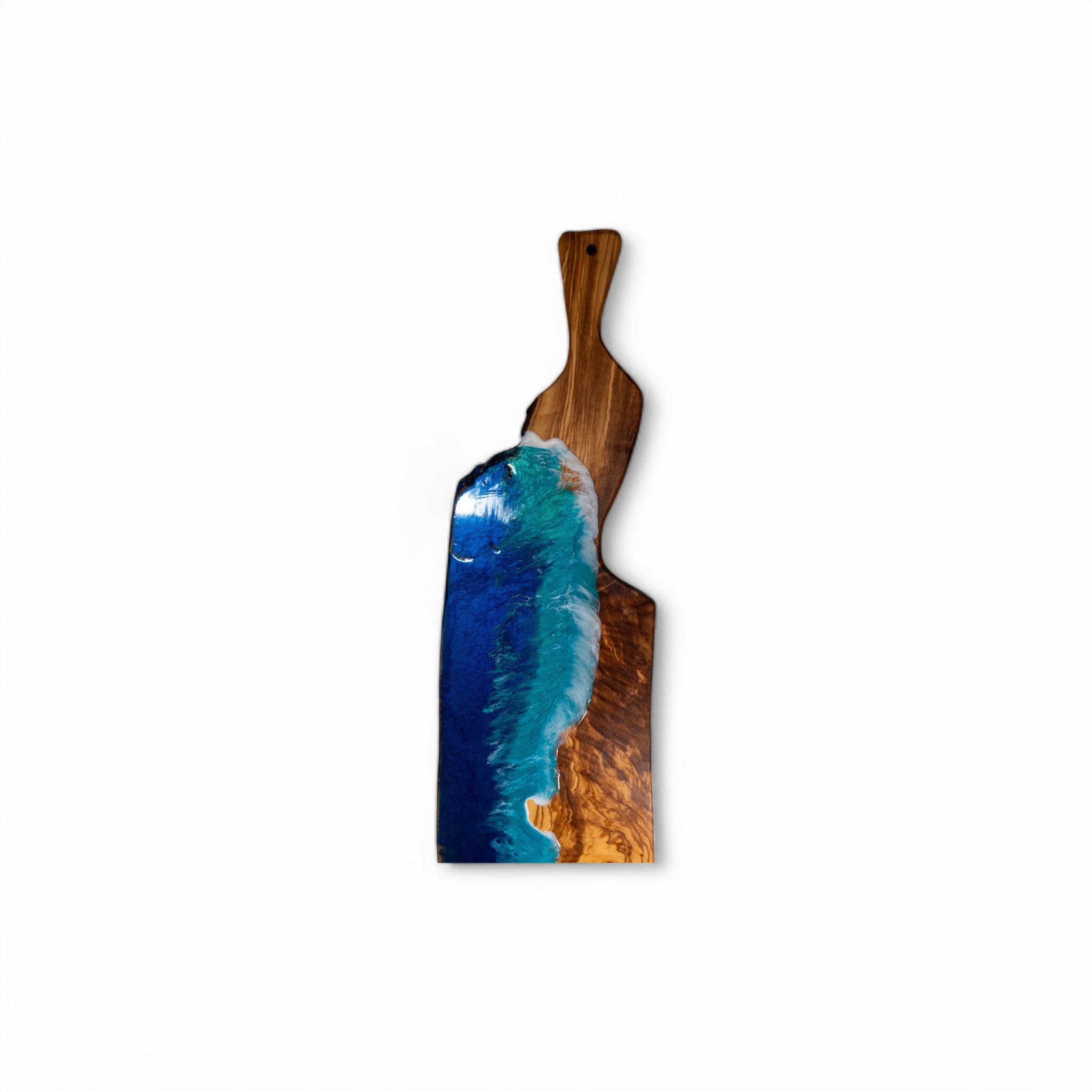 Handcrafted Ocean Wave Olive Wood Charcuterie Board - Serving Platter