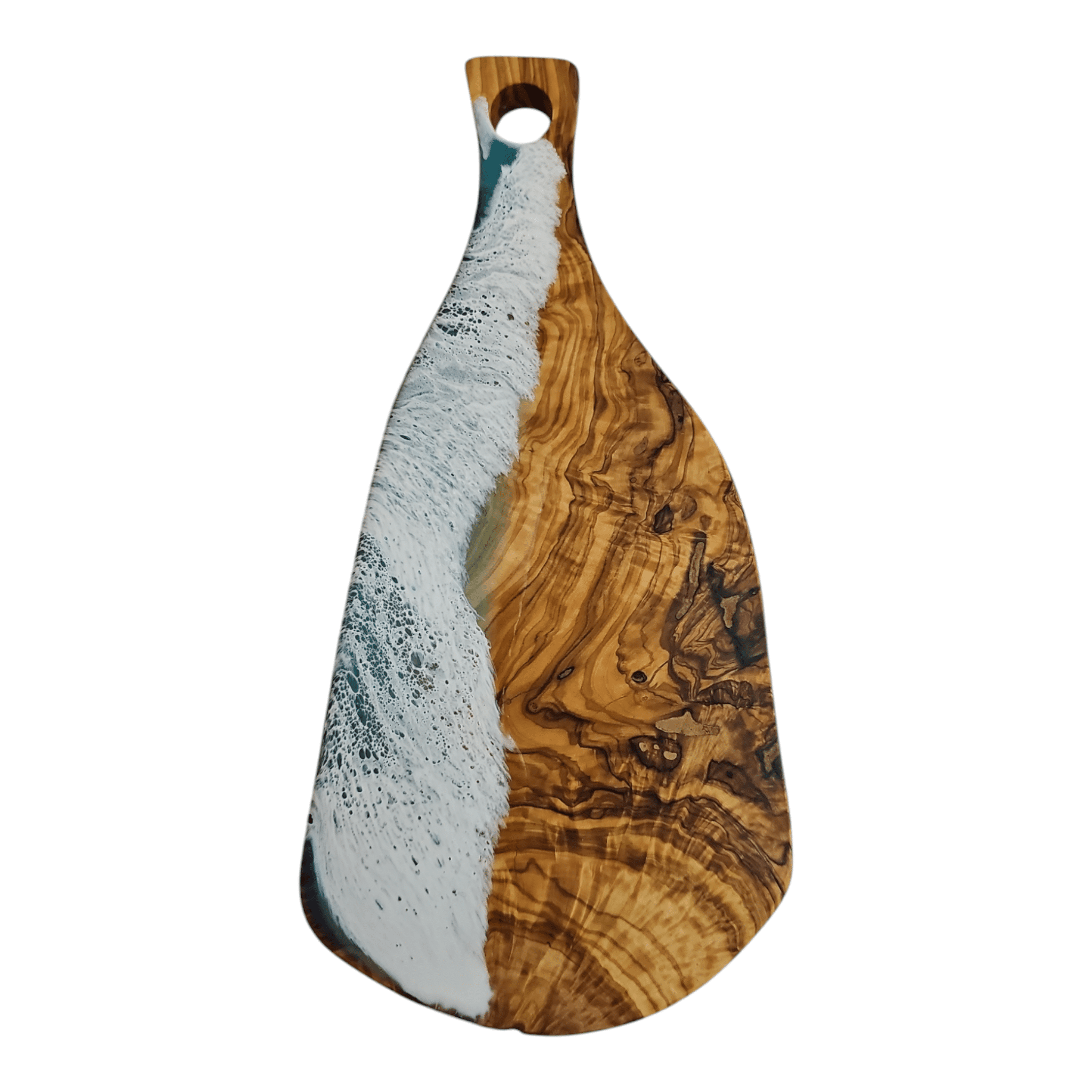 Handcrafted Ocean Wave Olive Wood Charcuterie Board - Serving Platter