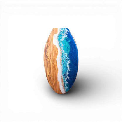 Handcrafted Ocean Wave Olive Wood Charcuterie Board - Serving Platter