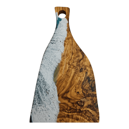 Handcrafted Ocean Wave Olive Wood Charcuterie Board - Serving Platter