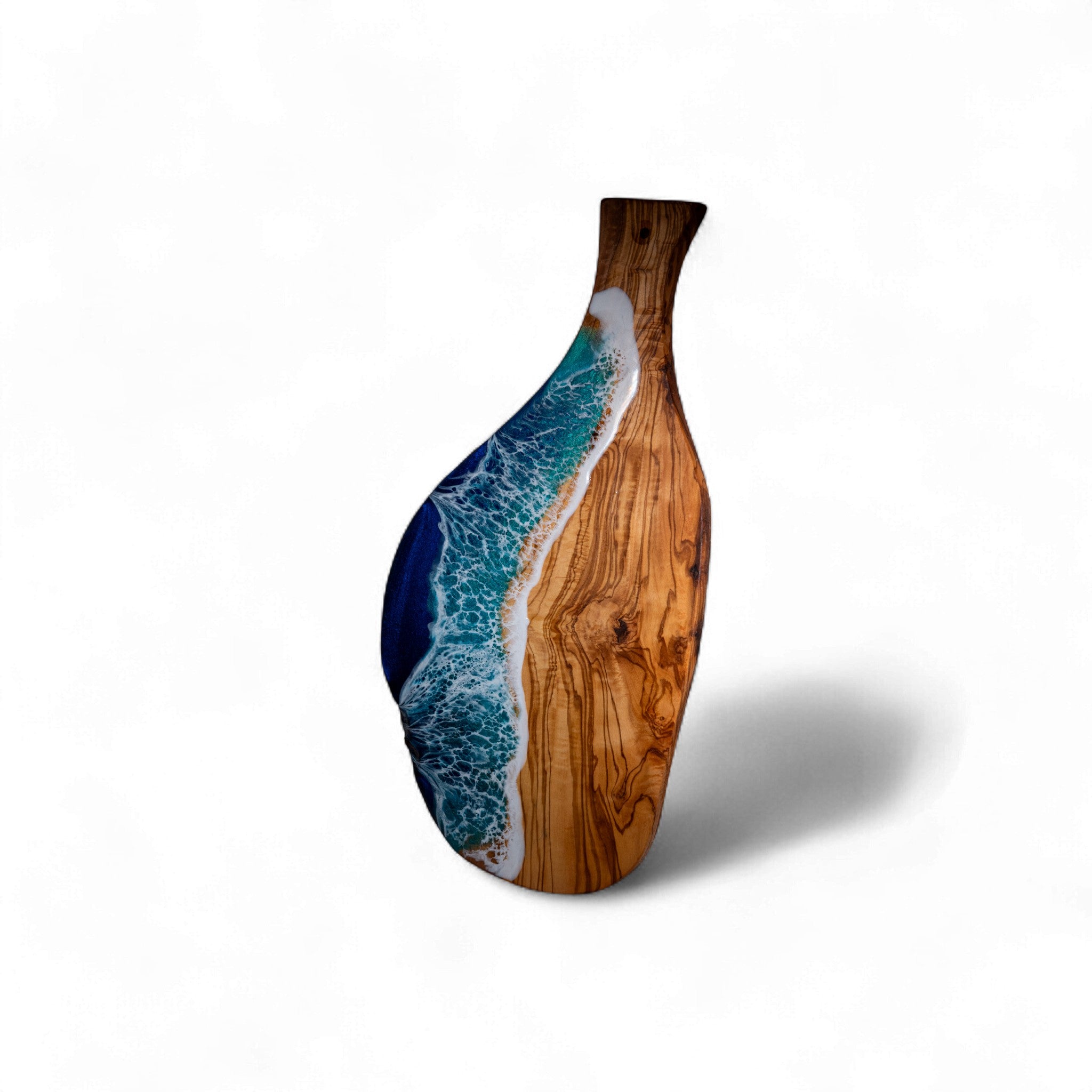 Handcrafted Ocean Wave Olive Wood Charcuterie Board - Serving Platter