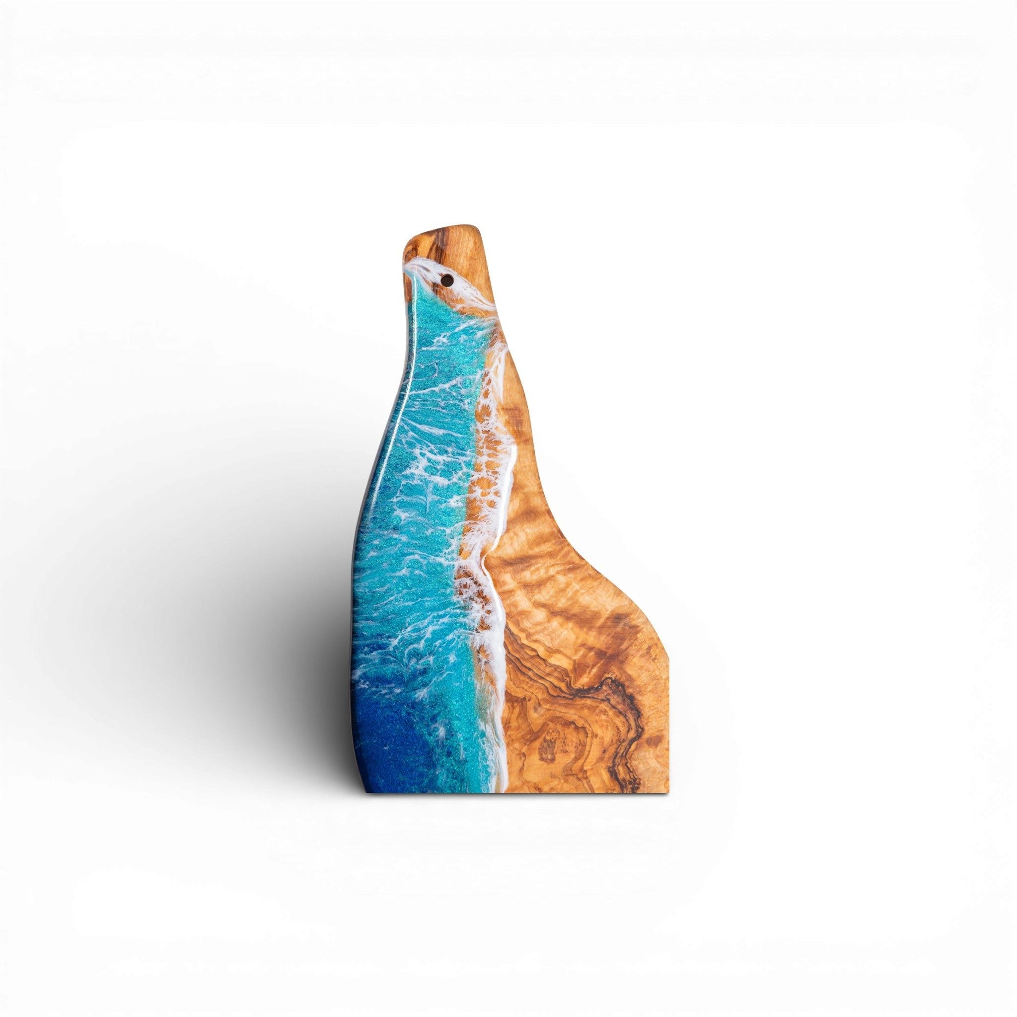 Handcrafted Ocean Wave Olive Wood Charcuterie Board - Serving Platter