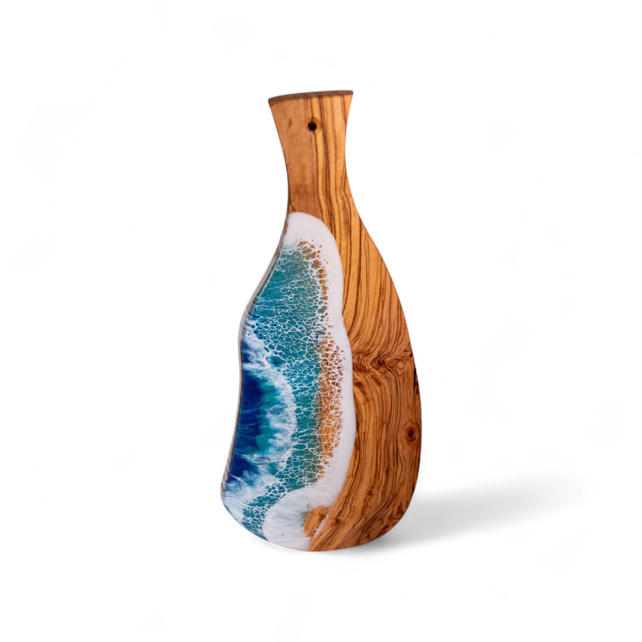 Handcrafted Ocean Wave Olive Wood Charcuterie Board - Serving Platter