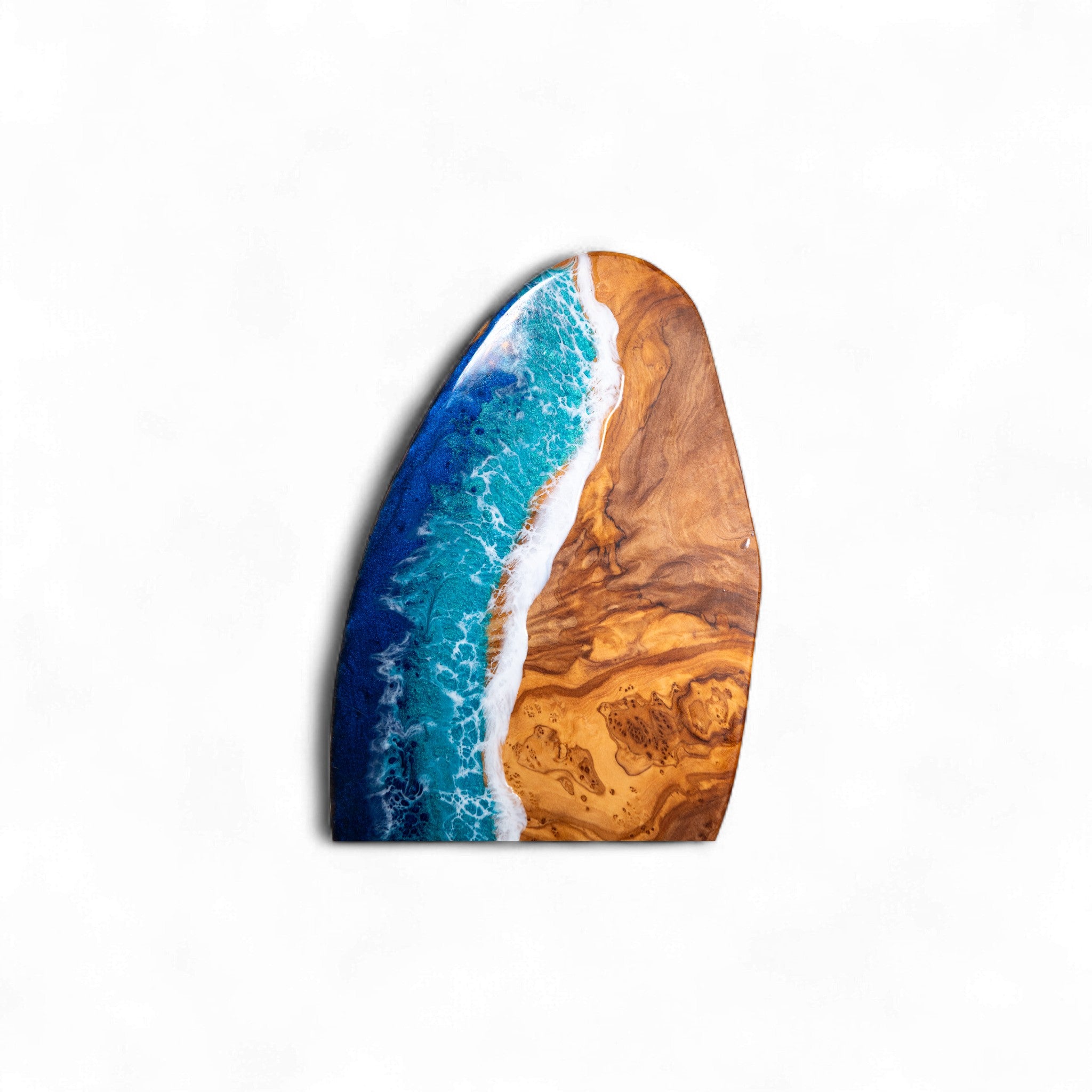 Handcrafted Ocean Wave Olive Wood Charcuterie Board - Serving Platter