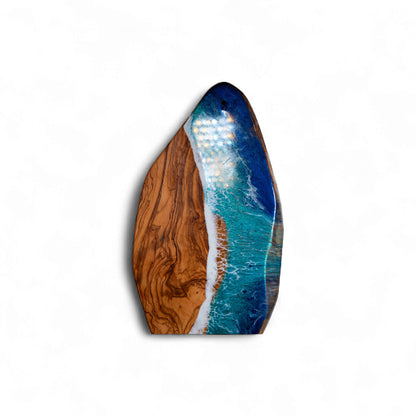 Handcrafted Ocean Wave Olive Wood Charcuterie Board - Serving Platter