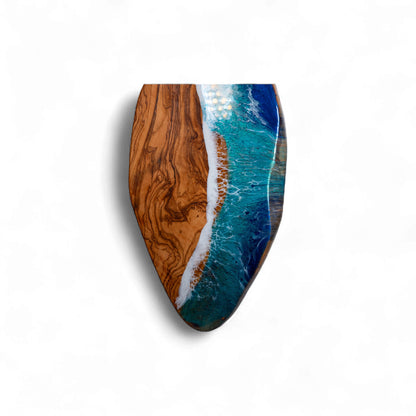 Handcrafted Ocean Wave Olive Wood Charcuterie Board - Serving Platter