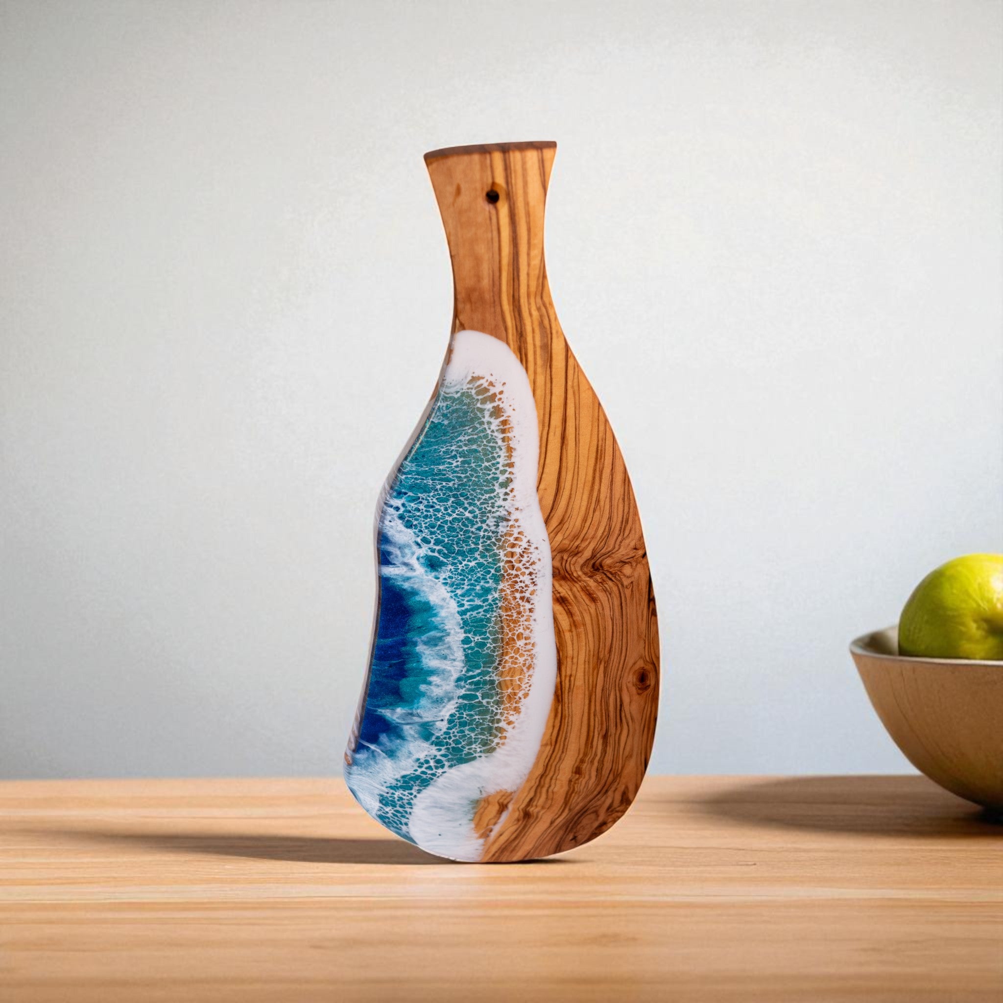 Handcrafted Ocean Wave Olive Wood Charcuterie Board - Serving Platter