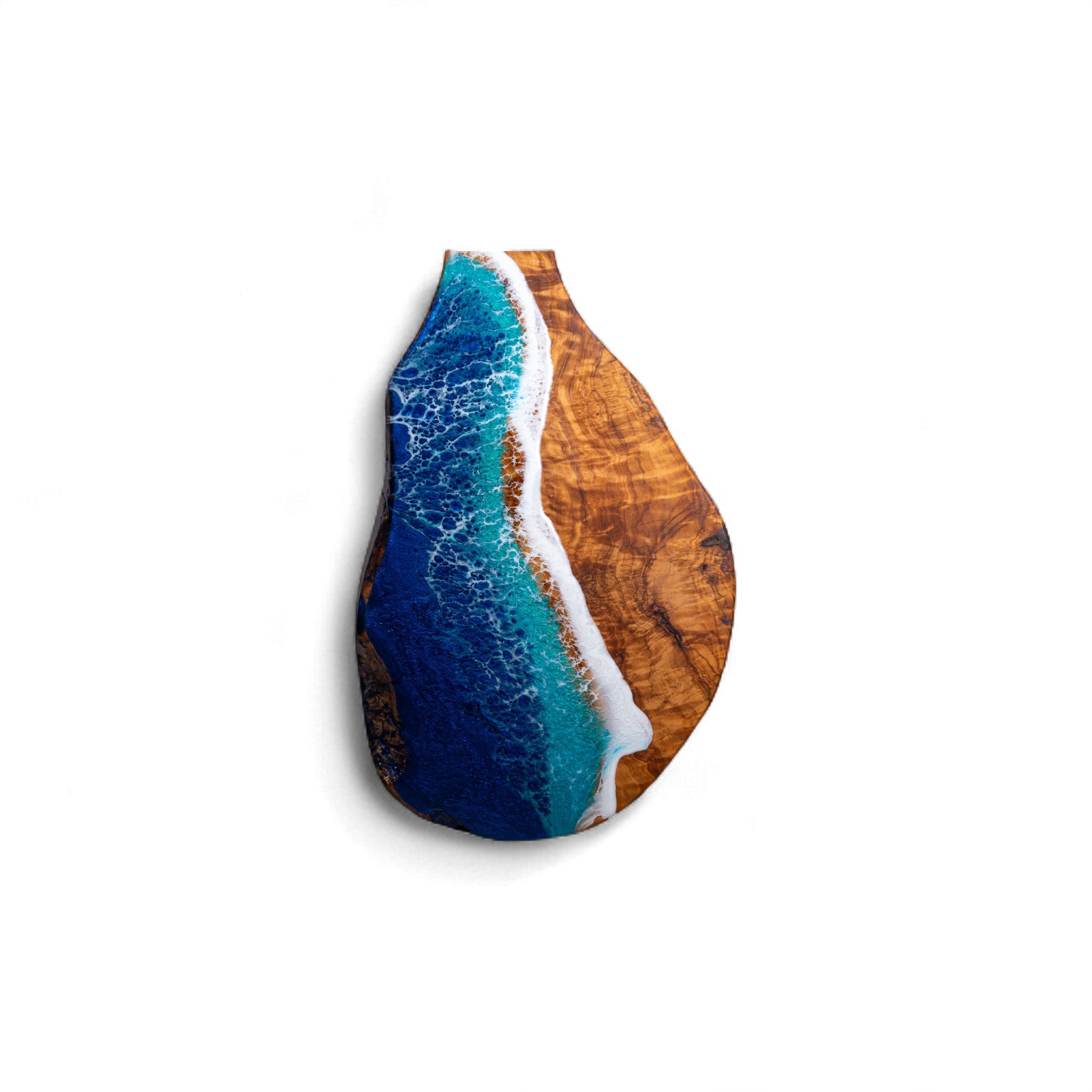 Handcrafted Ocean Wave Olive Wood Charcuterie Board - Serving Platter
