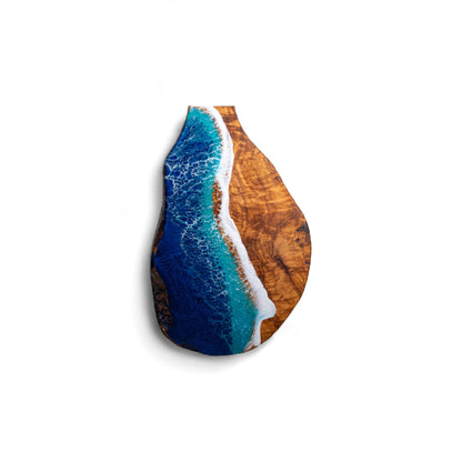Handcrafted Ocean Wave Olive Wood Charcuterie Board - Serving Platter