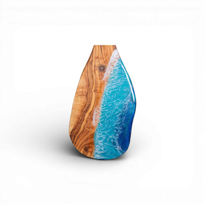Handcrafted Ocean Wave Olive Wood Charcuterie Board - Serving Platter