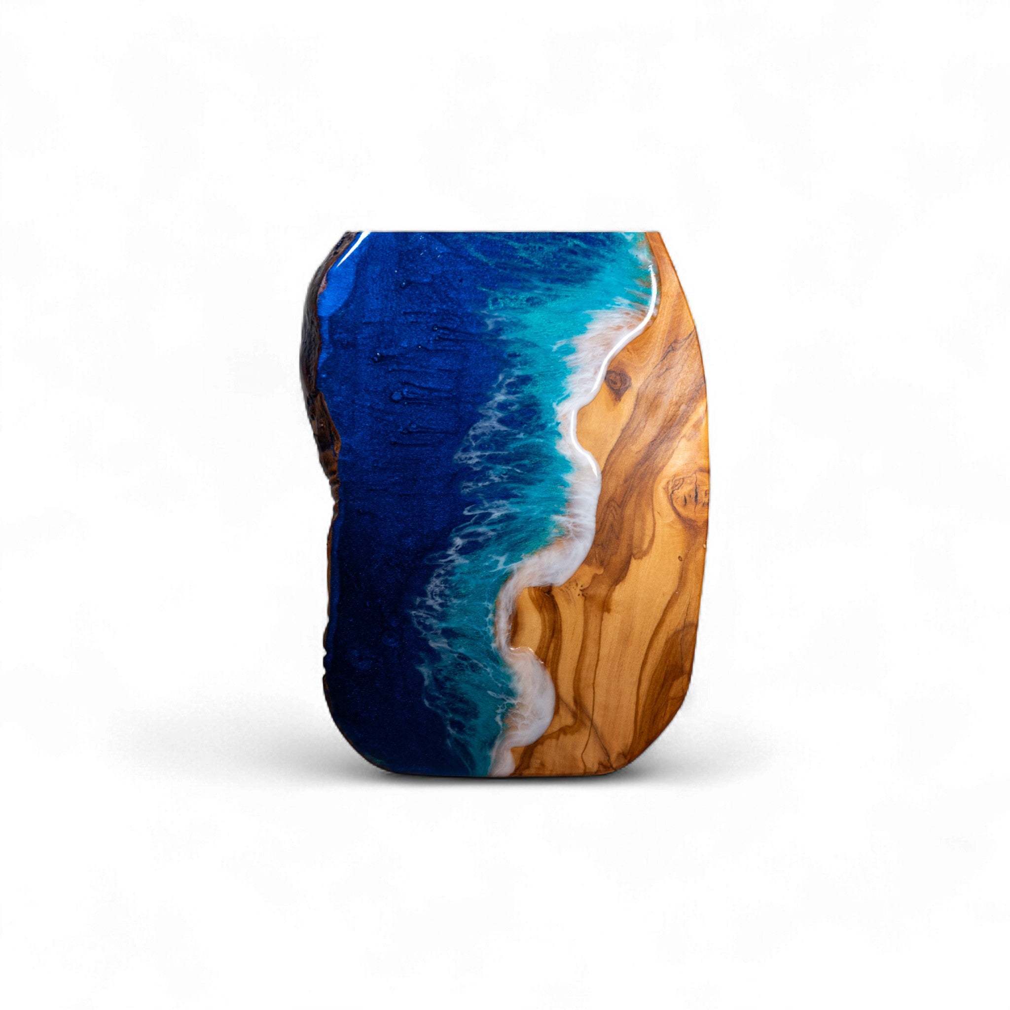 Handcrafted Ocean Wave Olive Wood Charcuterie Board - Serving Platter