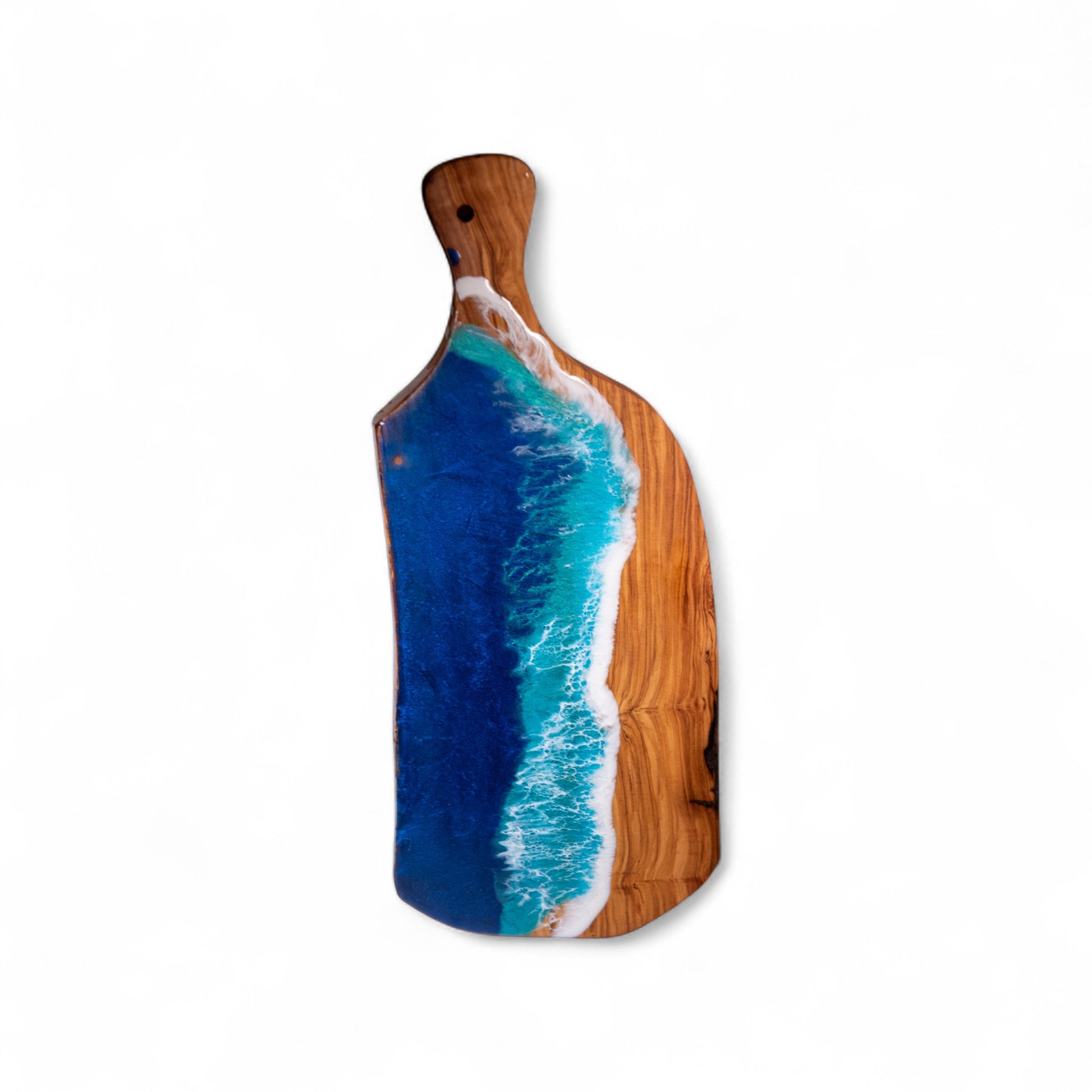 Handcrafted Ocean Wave Olive Wood Charcuterie Board - Serving Platter