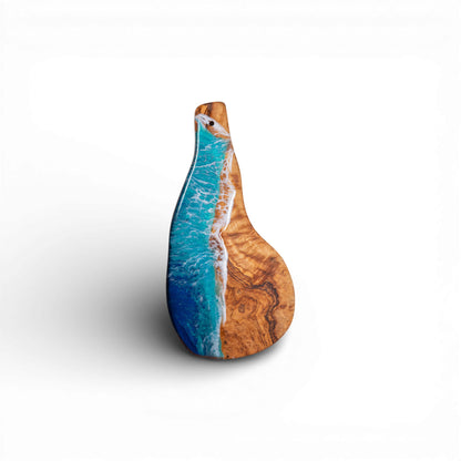 Handcrafted Ocean Wave Olive Wood Charcuterie Board - Serving Platter
