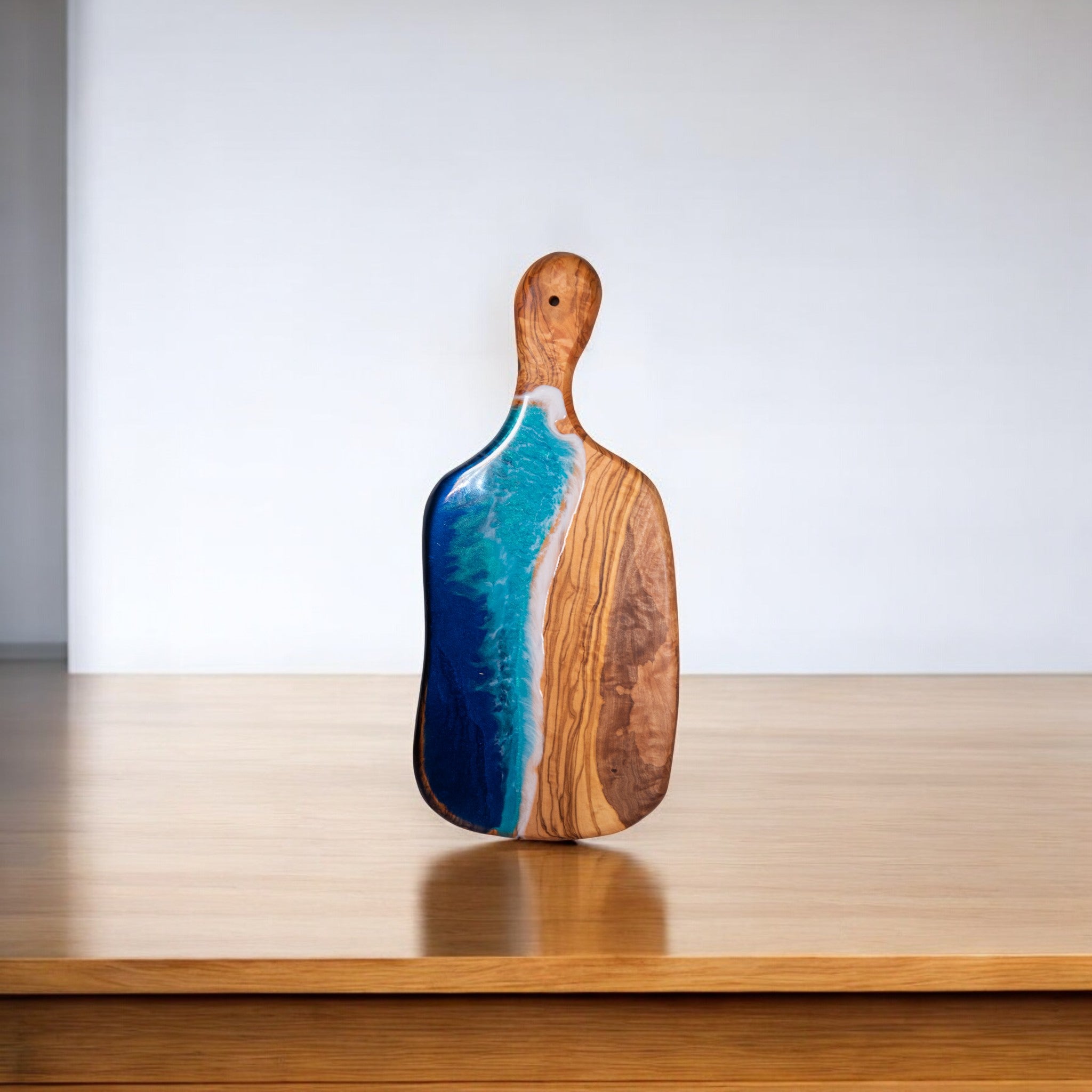 Handcrafted Ocean Wave Olive Wood Charcuterie Board - Serving Platter