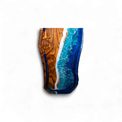 Handcrafted Ocean Wave Olive Wood Charcuterie Board With Juice Grove- Serving Platter