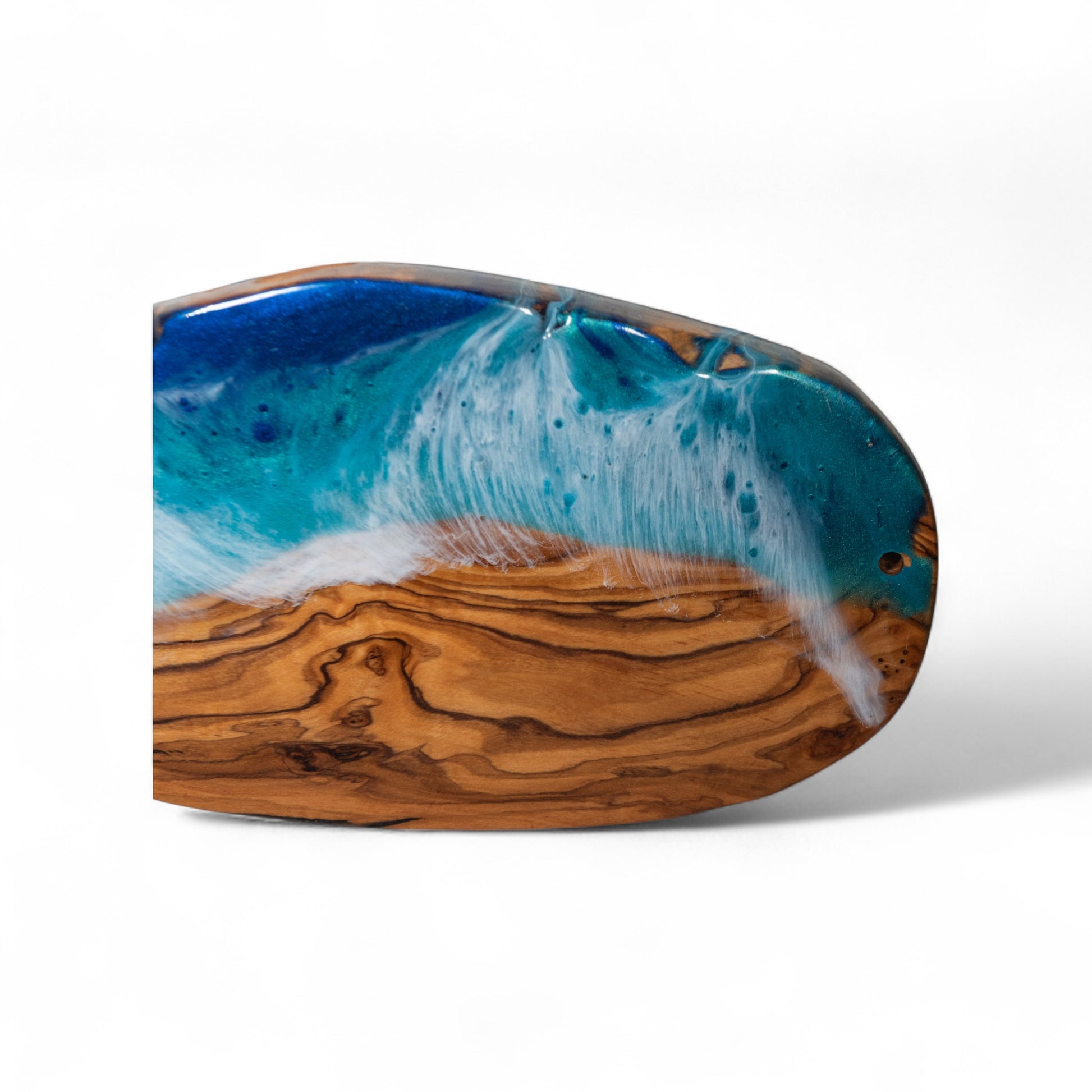Handcrafted Ocean Wave Olive Wood Charcuterie Board - Serving Platter