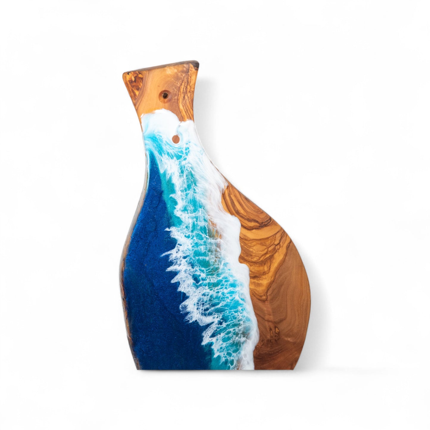 Handcrafted Ocean Wave Olive Wood Charcuterie Board - Serving Platter
