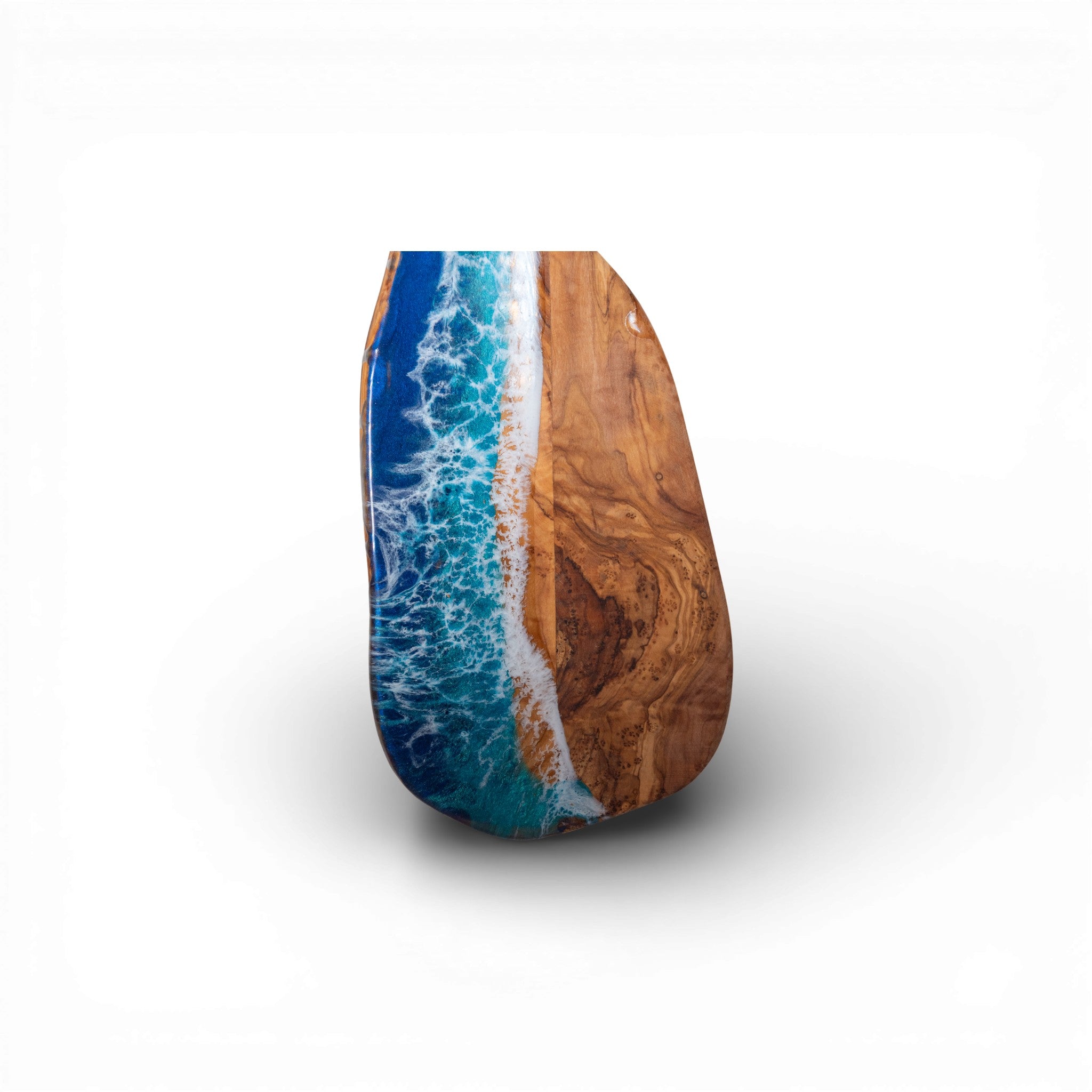 Handcrafted Ocean Wave Olive Wood Charcuterie Board - Serving Platter