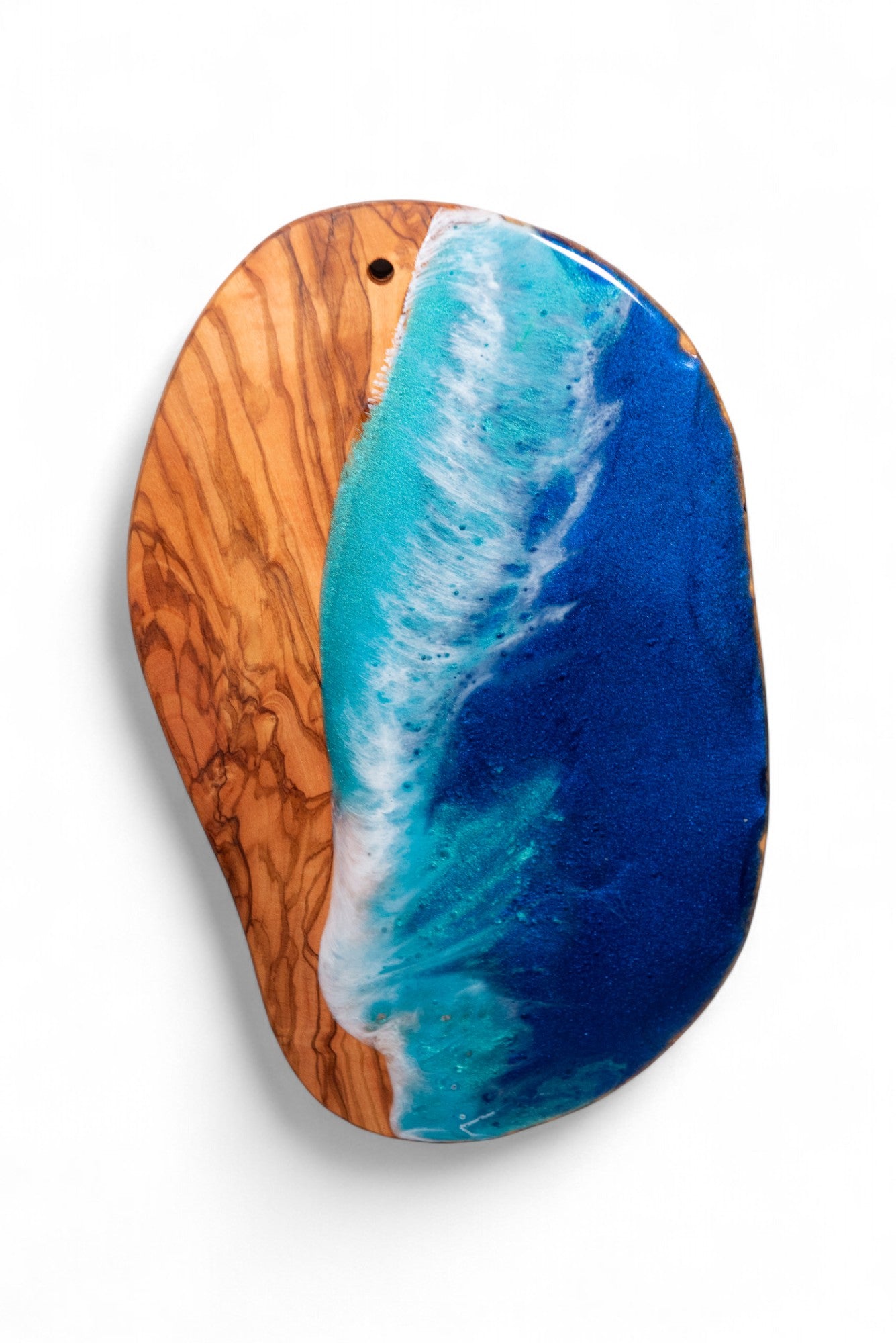 Handcrafted Ocean Wave Olive Wood Charcuterie Board - Serving Platter