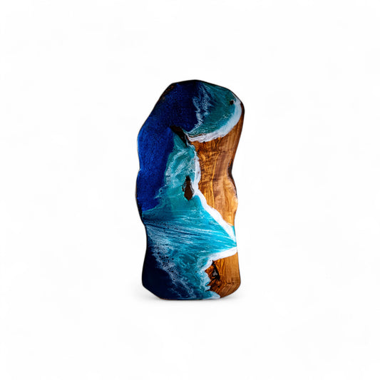 Handcrafted Ocean Wave Olive Wood Charcuterie Board - Serving Platter