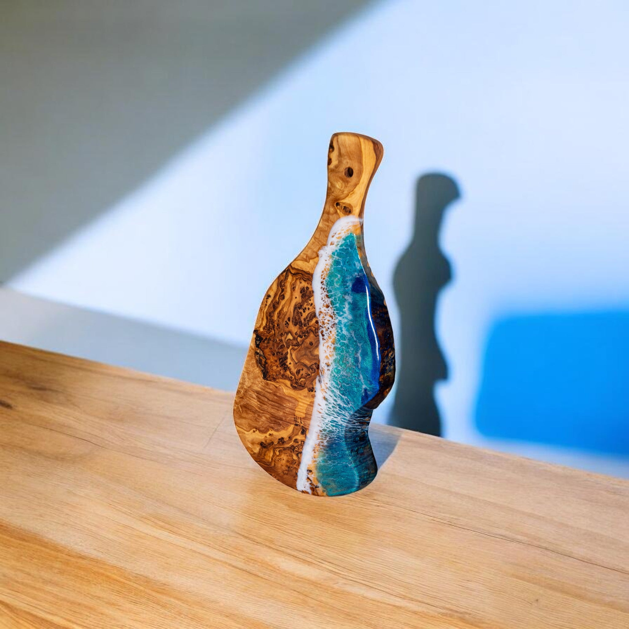 Handcrafted Ocean Wave Olive Wood Charcuterie Board- Serving Platter