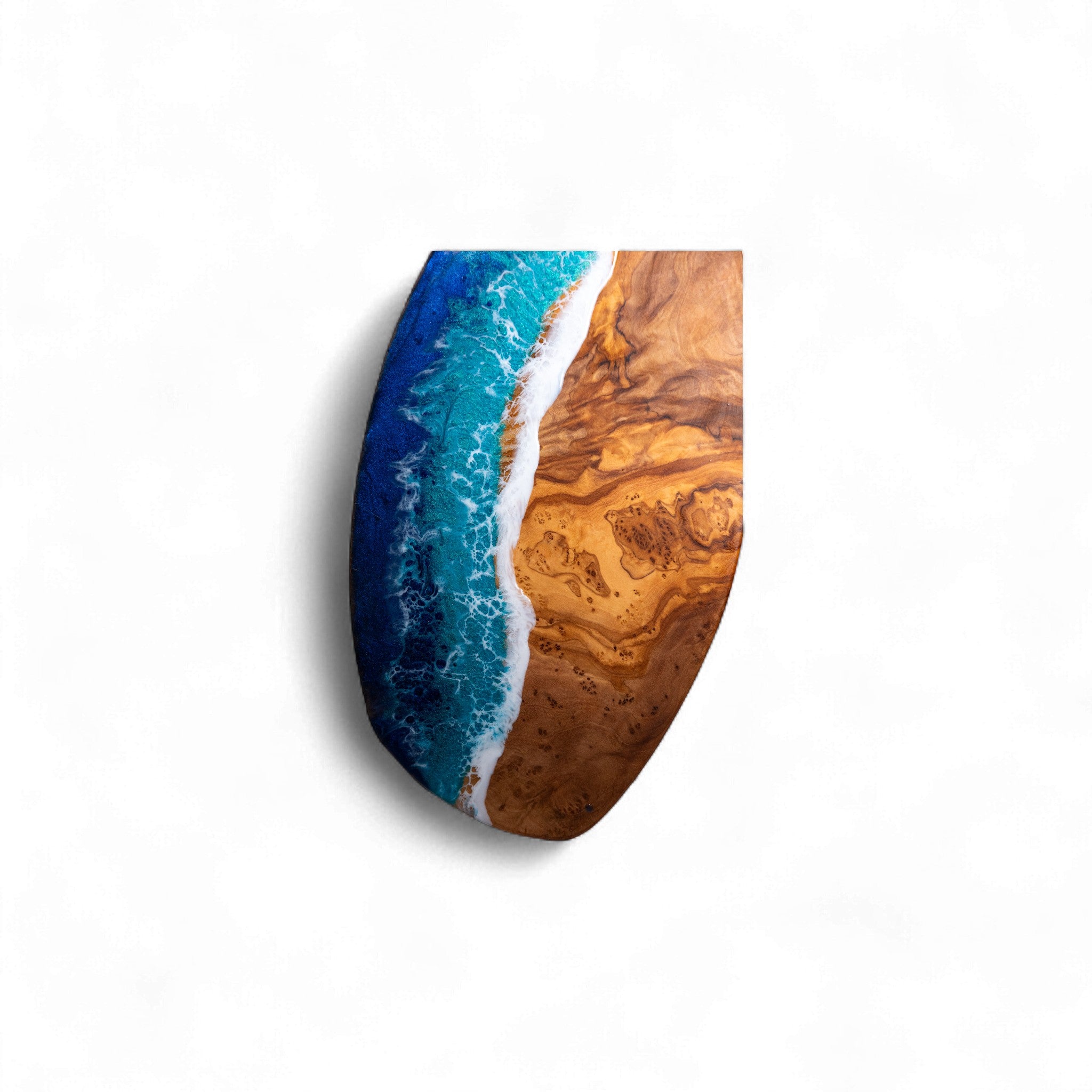 Handcrafted Ocean Wave Olive Wood Charcuterie Board - Serving Platter
