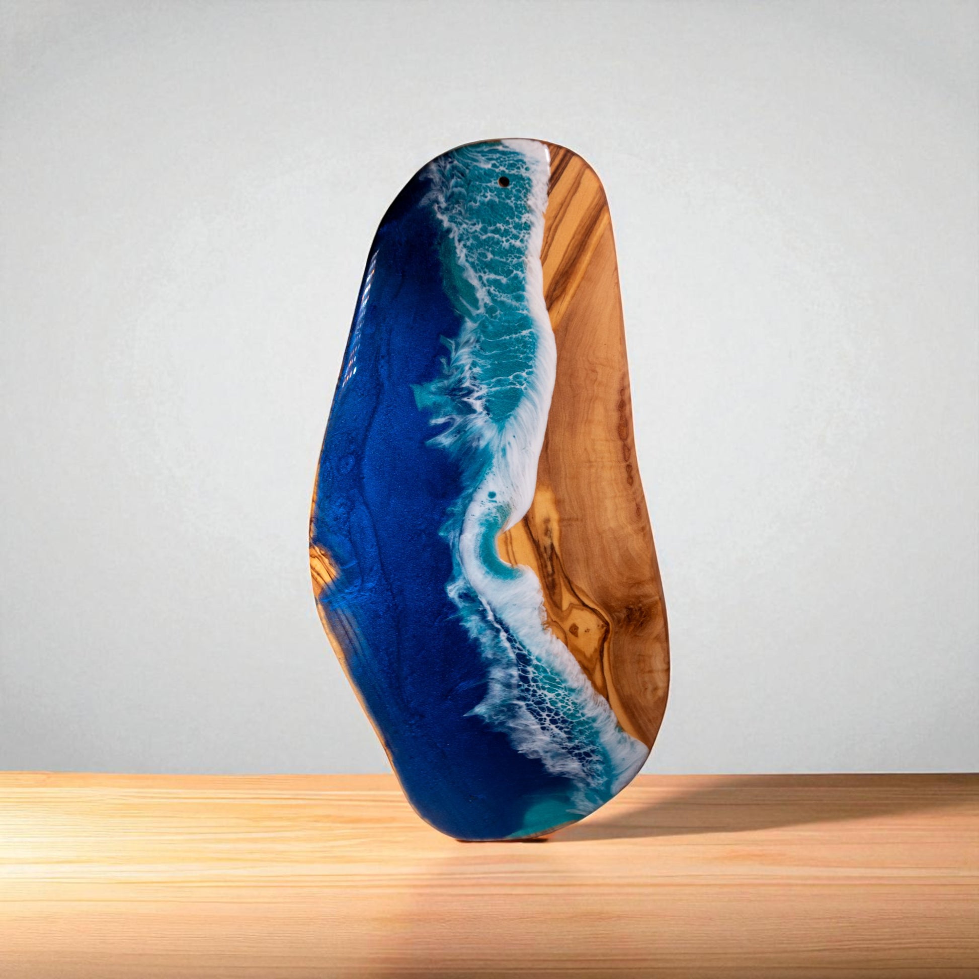 Handcrafted Ocean Wave Olive Wood Charcuterie Board - Serving Platter
