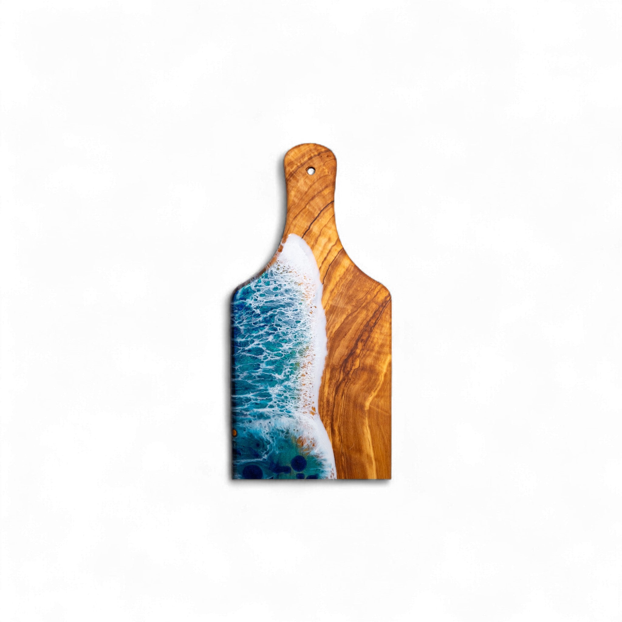 Handcrafted Ocean Wave Olive Wood Charcuterie Board - Serving Platter