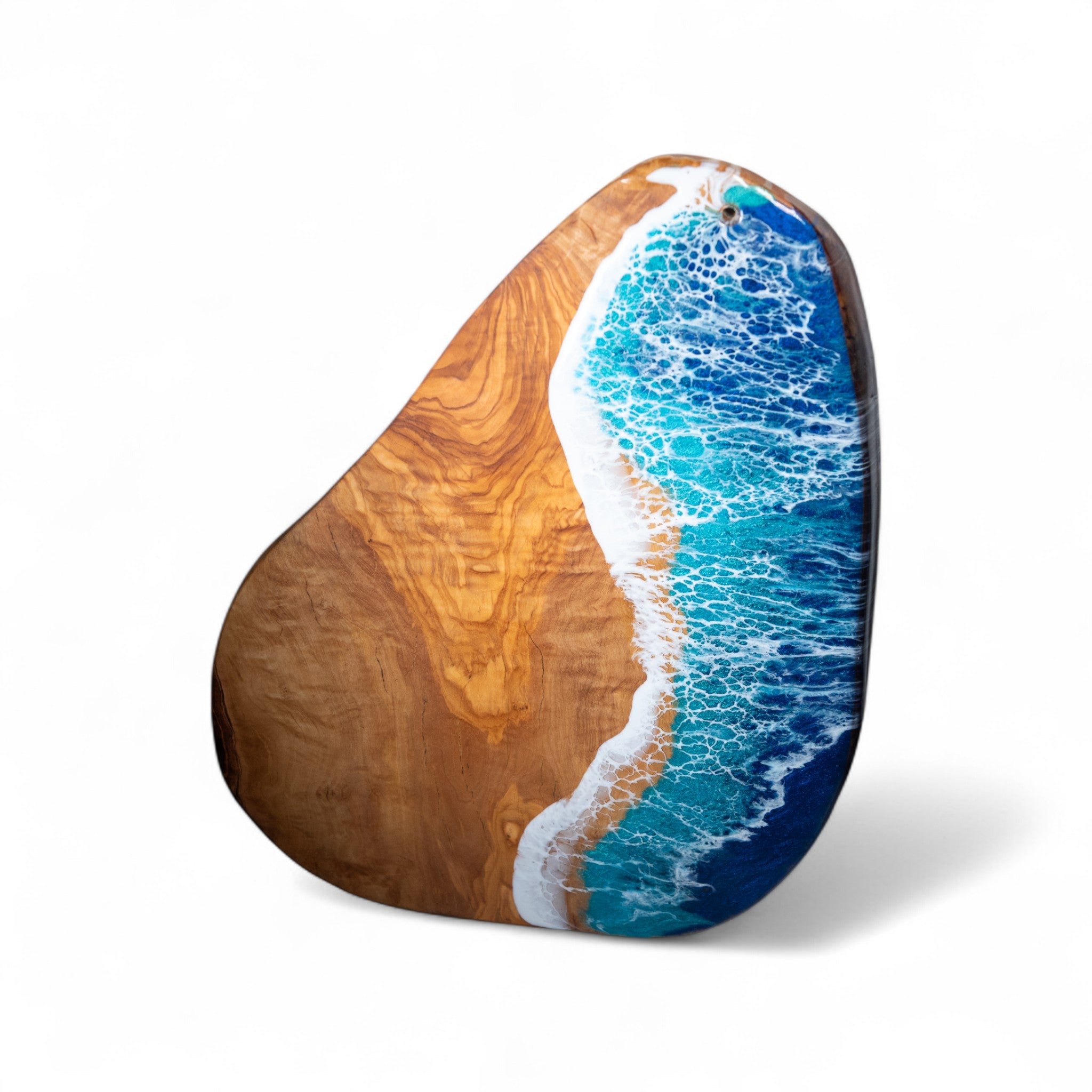 Handcrafted Ocean Wave Olive Wood Charcuterie Board - Serving Platter