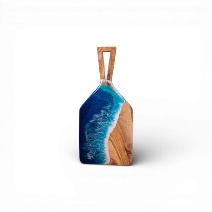 Handcrafted Ocean Wave Olive Wood Charcuterie Board - Serving Platter