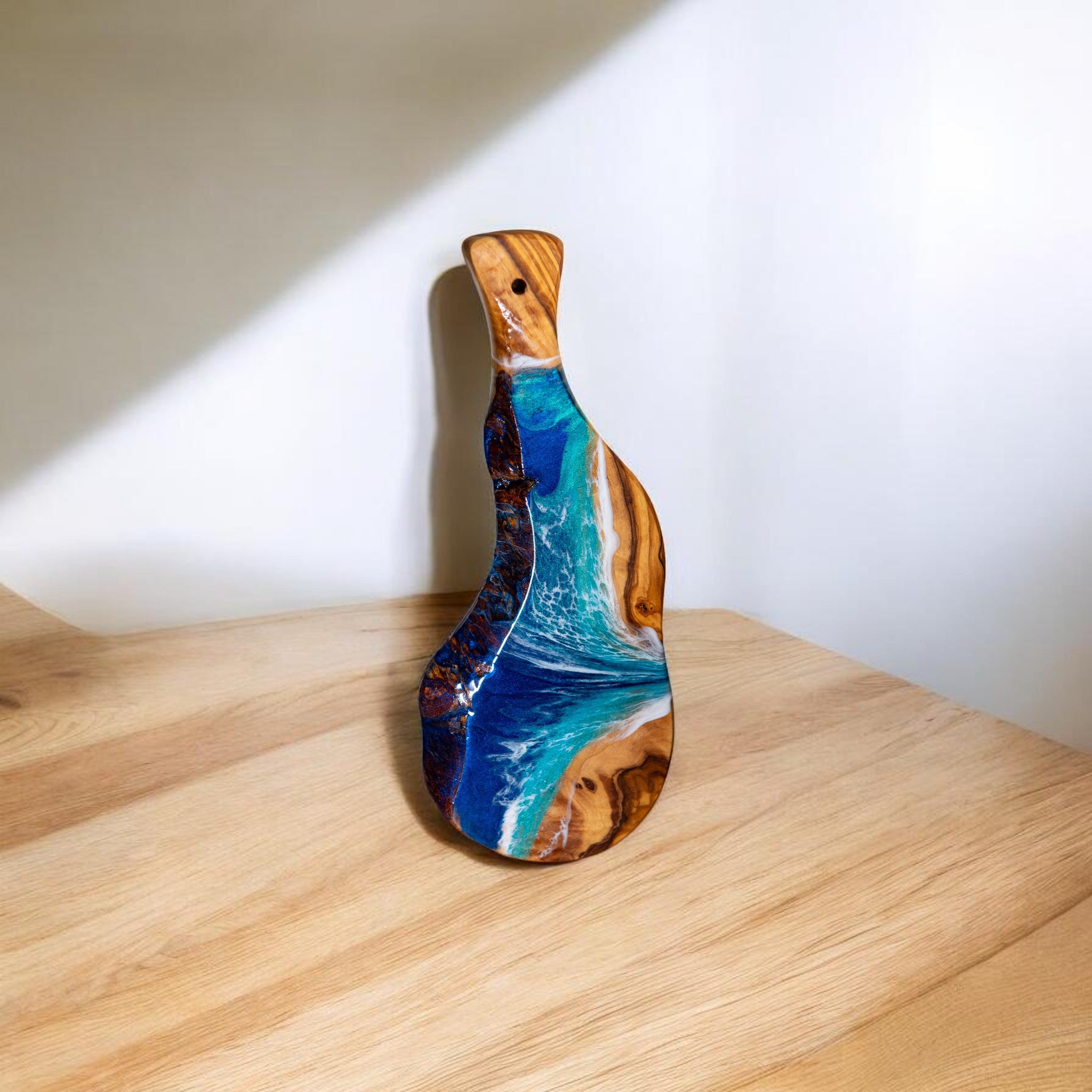 Handcrafted Ocean Wave Olive Wood Charcuterie Board- Serving Platter